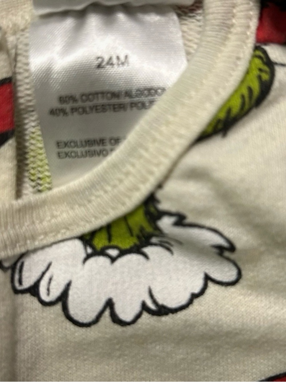Toddler The Grinch Cream Coverall Christmas Holiday Winter Size 24 Months - Picture 5 of 5